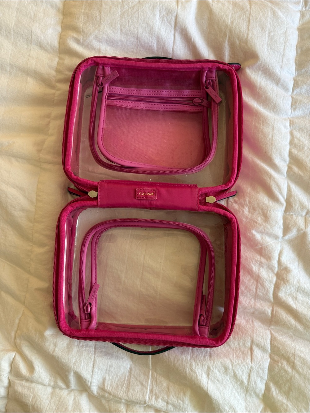 Calpak Fuchsia Clear Travel Cosmetic Case Set